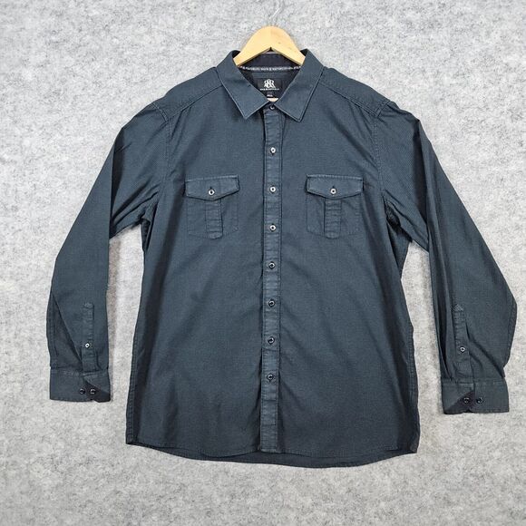 Rock & Republic Men's Shirt Size XXL‎ Dark Green 100% Cotton Pockets Long Sleeve - Picture 1 of 15